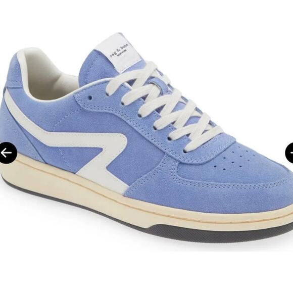 Rag & Bone Retro Court Sneaker Retro Blue Suede Size 38.5 - Picture 1 of 9
